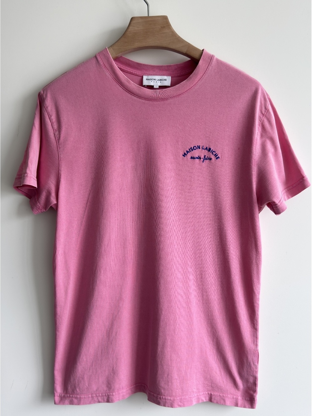 Maison Labiche Paris Pink Embroidered Cotton T-Shirt Size Medium